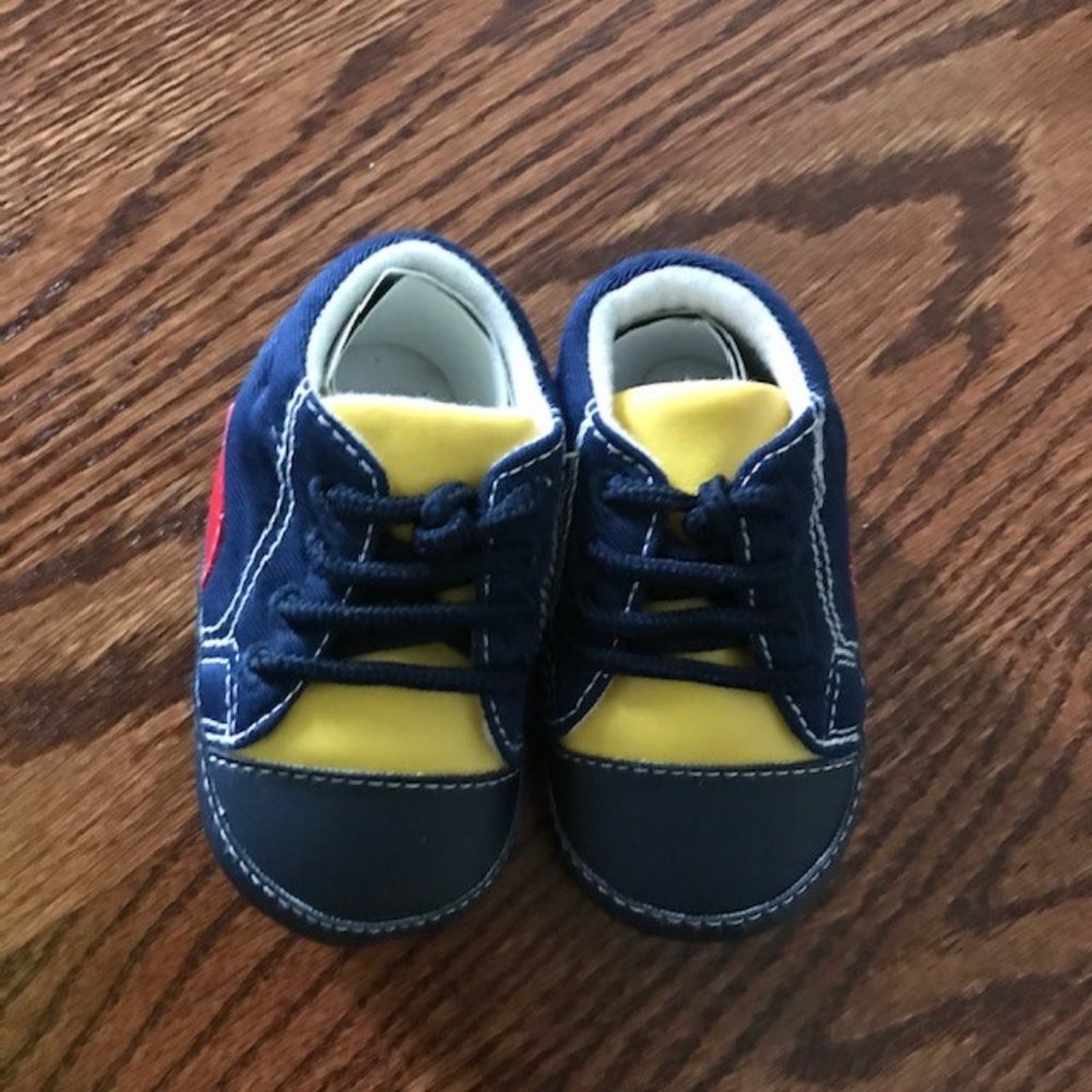 Baby Boy Sz 3-9 M Comfy Fit Sneakers Shoes Blue, Yellow, Red & Green New NWOT